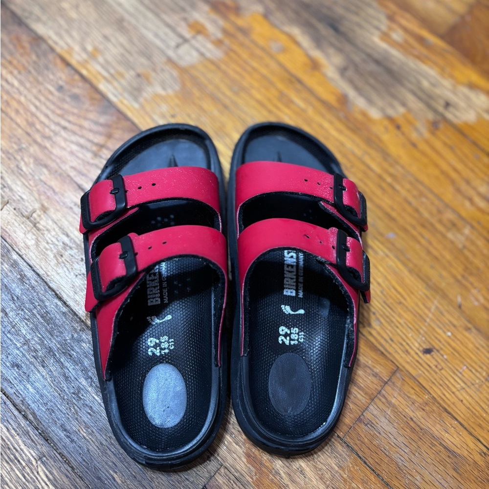 Birkenstock Red and Black Adjustable Sandals